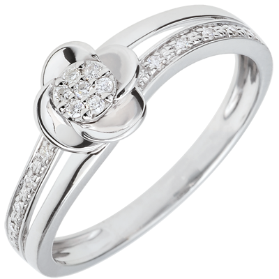 Anillos de compromiso Flores - Oro blanco 9 quilates - Diamante - C2705