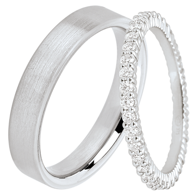 Atelier & Radieuse Trouwring Duo – witgoud & diamanten – 9 karaat Atelier & Radieuse Trouwring Duo – witgoud & diamanten – 9 karaat