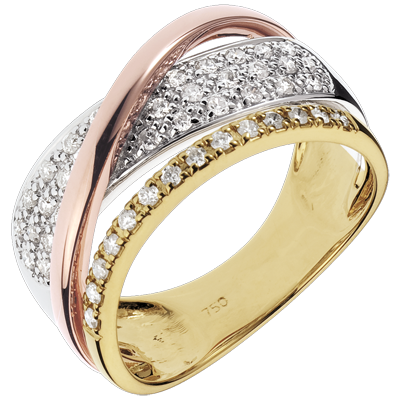 Bague Royale Saturne , trois ors 18 carats
