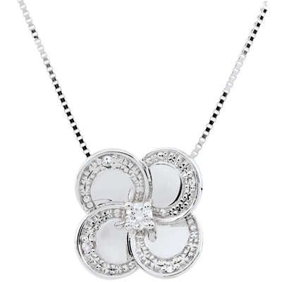Collana da donna placcata in oro 18 carati, con quadrifoglio