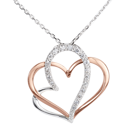 Collar Corazón - Oro blanco y rosa 18 quilates - Diamante - C1232