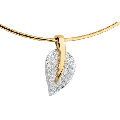 DI60019 - Pendentif en or v/éritable avec motif feuille de ginko 9 carats DIAMALA Pendentif pour femme en or 375