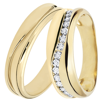 Duo Amour trouwringen – geelgoud & diamanten – 9 karaat Duo Amour trouwringen – geelgoud & diamanten – 9 karaat
