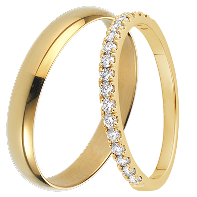 Duo Pure & Bettina Trouwringen – Geelgoud & diamanten – 18 karaat Duo Pure & Bettina Trouwringen – Geelgoud & diamanten – 18 karaat