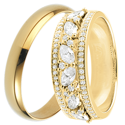 Duo ringen Pure & Byzantine – geelgoud & diamanten – 18 karaat Duo ringen Pure & Byzantine – geelgoud & diamanten – 18 karaat