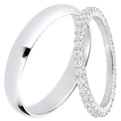 Duo trouwringen Pure & Radieuse – witgoud & diamanten – 18 karaat Duo trouwringen Pure & Radieuse – witgoud & diamanten – 18 karaat