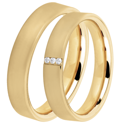 Duo wedding rings Pégase 3 diamonds 