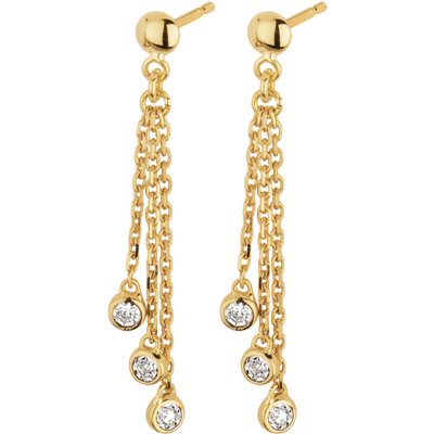 Yellow Gold and Diamond Waterfall Drop Earrings : Edenly jewelery