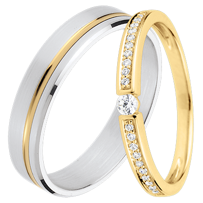 Emmanuel & Ultima Duoringen – Wit- en Geelgoud & Geelgoud met diamanten – 18 karaat Emmanuel & Ultima Duoringen – Wit- en Geelgoud & Geelgoud met diamanten – 18 karaat