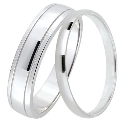 Horizon & Atelier Wedding Band Duo – White Gold 9ct