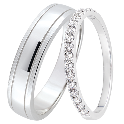 Horizon & Bettina Trouwring Duo – Witgoud & Diamanten – 18 karaat