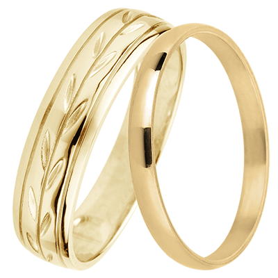 Jardin Enchanté & Atelier Wedding Rings Duo – 18ct Yellow Gold Jardin Enchanté & Atelier Wedding Rings Duo – 18ct Yellow Gold