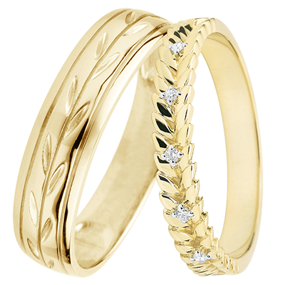 Jardin Enchanté Trouwring Duo – Geelgoud & Diamanten – 9 karaat Jardin Enchanté Trouwring Duo – Geelgoud & Diamanten – 9 karaat