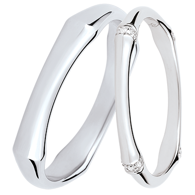 Jungle Sacrée Duo Wedding Bands – White Gold & Diamonds – 18 carat