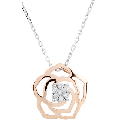 Necklace Flowers - White and Pink gold 