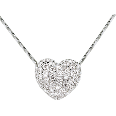 Necklace Heart White Gold 18 Carats Diamond White C121