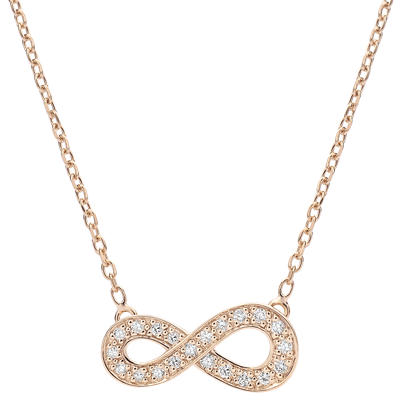 Necklace - Pink gold 9 carats - Diamond 