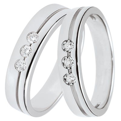 Olympia Duo Wedding Bands – White Gold & Diamonds – 18 Carat
