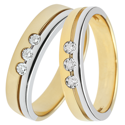 Olympia Trouwring Duo – Geelgoud, Witgoud & Diamanten – 18 karaat Olympia Trouwring Duo – Geelgoud, Witgoud & Diamanten – 18 karaat