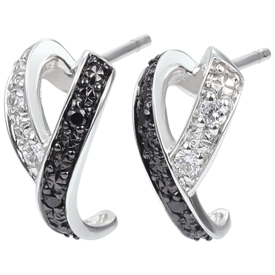 Feest mild huwelijk Oorbellen - Witgoud 9 karaat - Diamant Zwarte diamant - C2847
