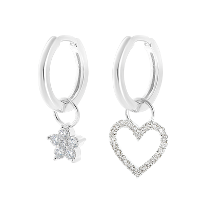 A pair of Mix earrings in 18 carat white gold