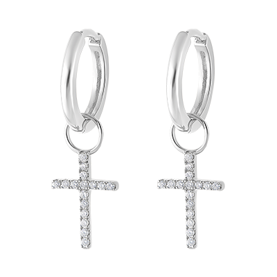 A pair of Mix earrings in 9 carat white gold