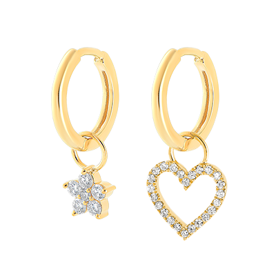 A pair of Mix earrings in 9 carat yellow gold