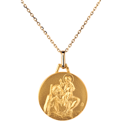 18 karat gold st christopher medal