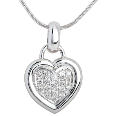 Pendentif Coeur En Or 750/1000ème (18 Carats) Pavé D'oxydes - 2,69 Grammes, Occasion