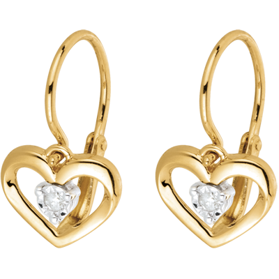 Boucles d'Oreilles Coeur Or Jaune 750 - 18 carats