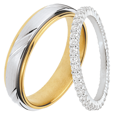 Prince & Radieuse trouwring duo – Witgoud & diamanten – 18 karaat Prince & Radieuse trouwring duo – Witgoud & diamanten – 18 karaat