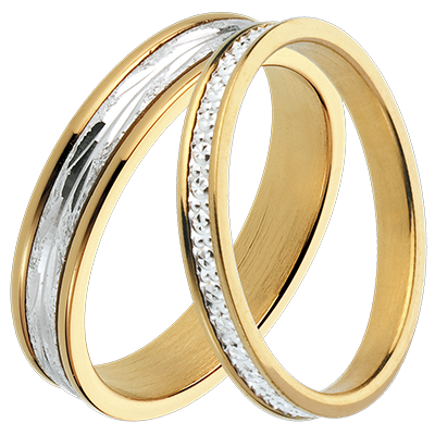 Promesse Duo Wedding Bands – White and Yellow Gold – 18 Carat Promesse Duo Wedding Bands – White and Yellow Gold – 18 Carat