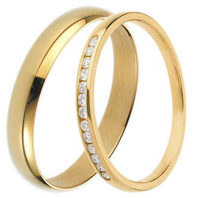 Pure & Serti Rail Wedding Ring Duo Pure & Serti Rail Wedding Ring Duo