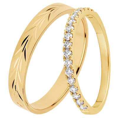 Rameaux & Bettina Trauring-Duo – Gelbgold & Diamanten – 18-karätiges Gold
