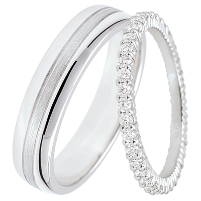 Star & Radieuse Wedding Ring Duo – white gold & diamonds – 18 carats