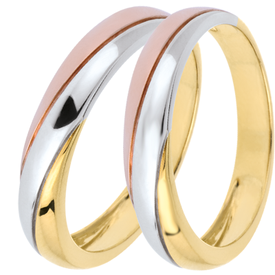 Wedding Rings Duo Saturn Trilogy -Three golds